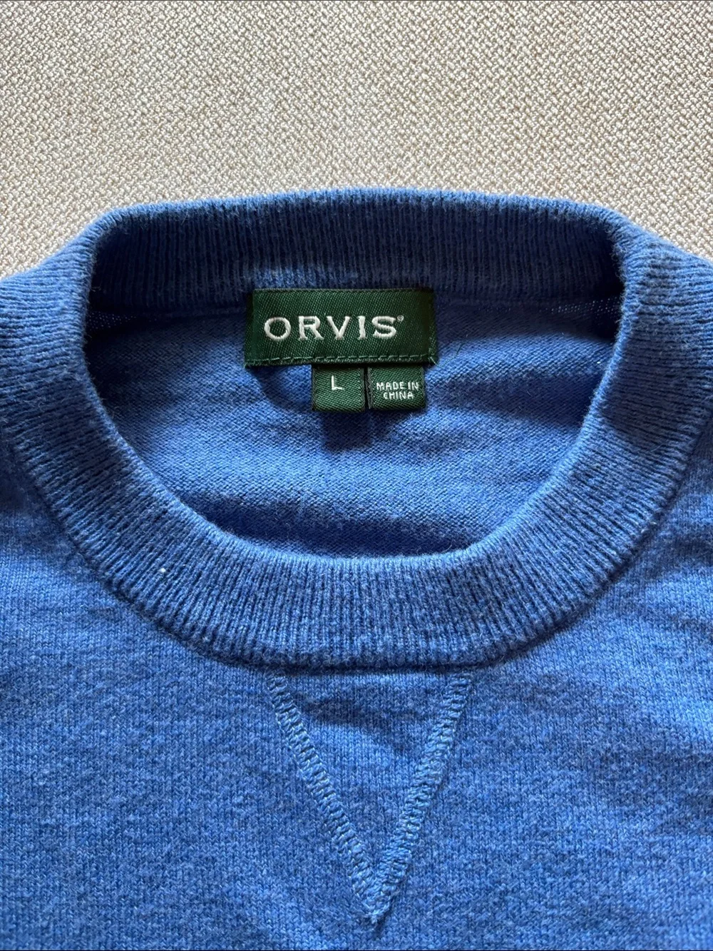 Orvis Men's Blue Crewneck Sweater